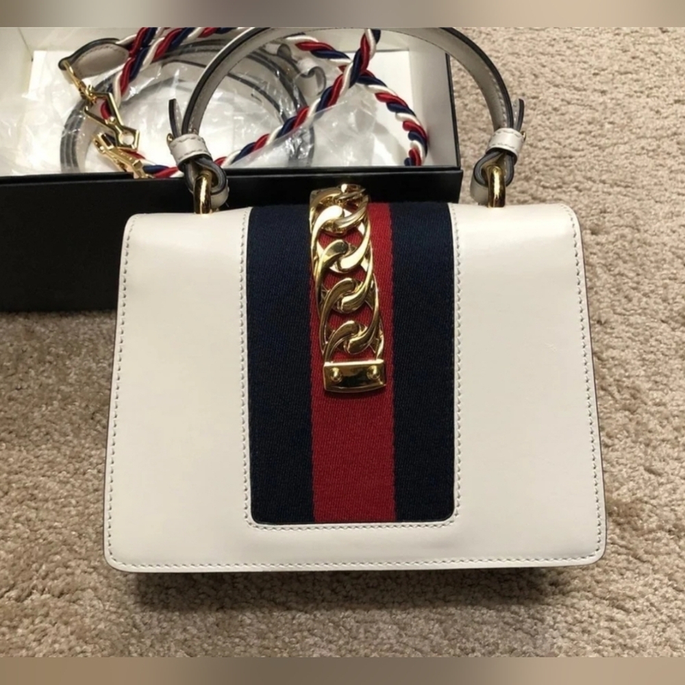 Gucci White Mini Bag with Gold and Red-Blue Accents - Picture 2 of 9